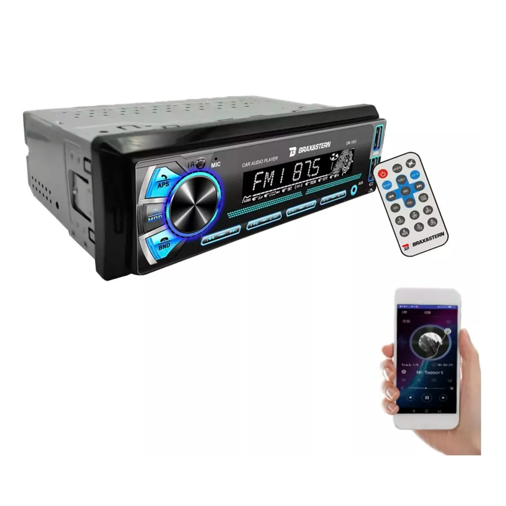 Imagen 2 del producto Autoradio BRAX&STERN CM-1303, bluetooth, USBx2, micro SD, FM/AM, 50W x4, panel desmontable, 7 colores, negro
